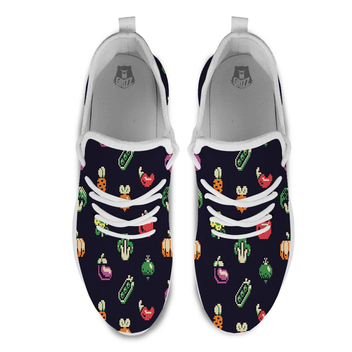 Vegetables Pixel Print Pattern White Athletic Shoes-grizzshop