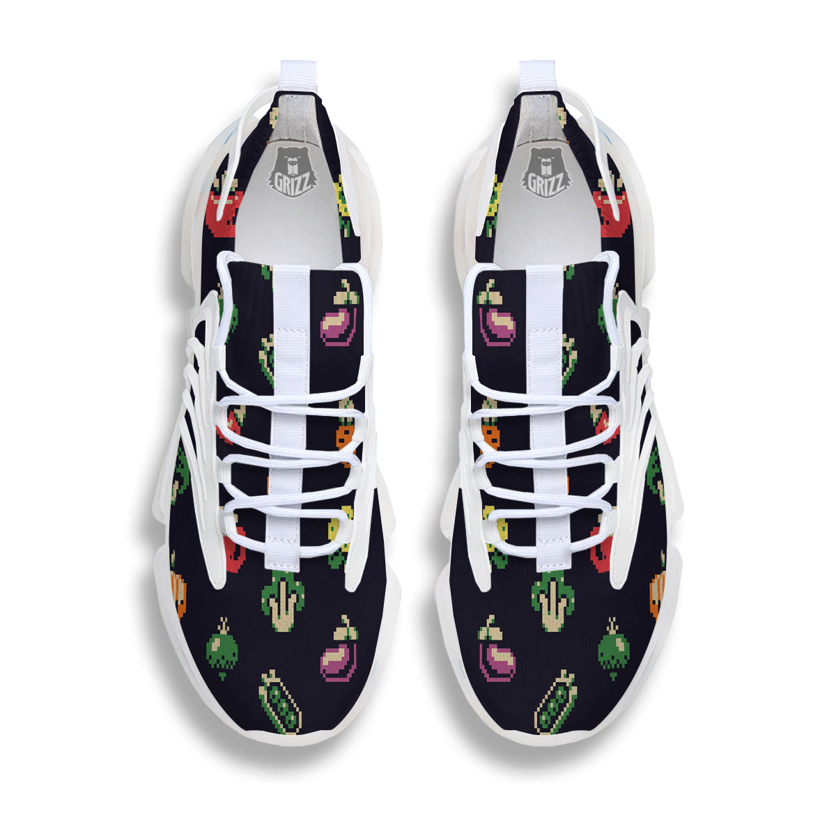 Vegetables Pixel Print Pattern White Gym Shoes-grizzshop