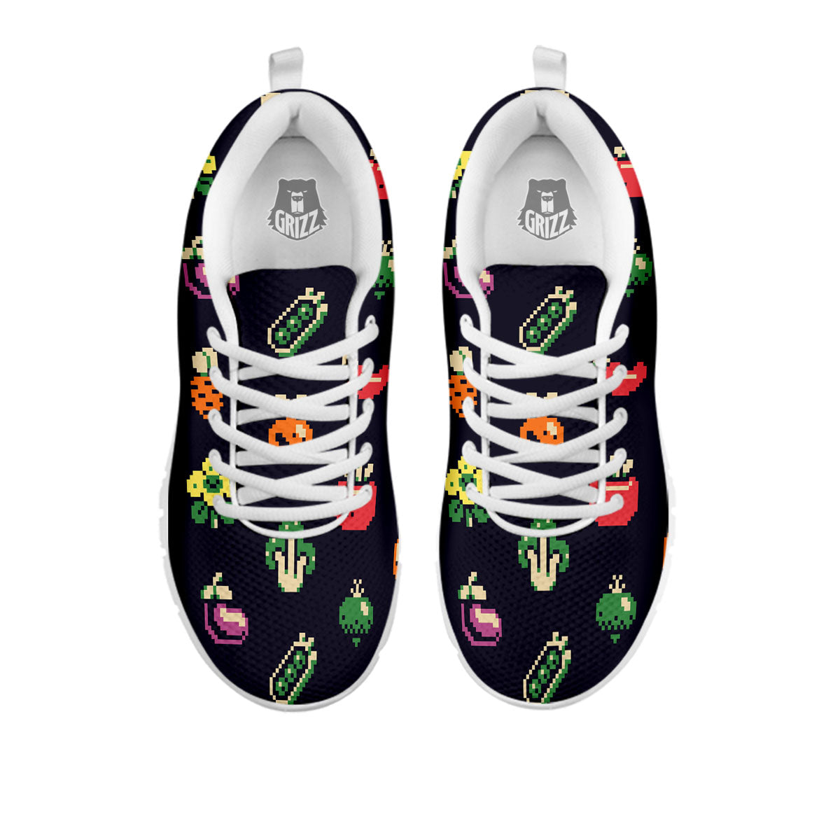 Vegetables Pixel Print Pattern White Sneaker-grizzshop