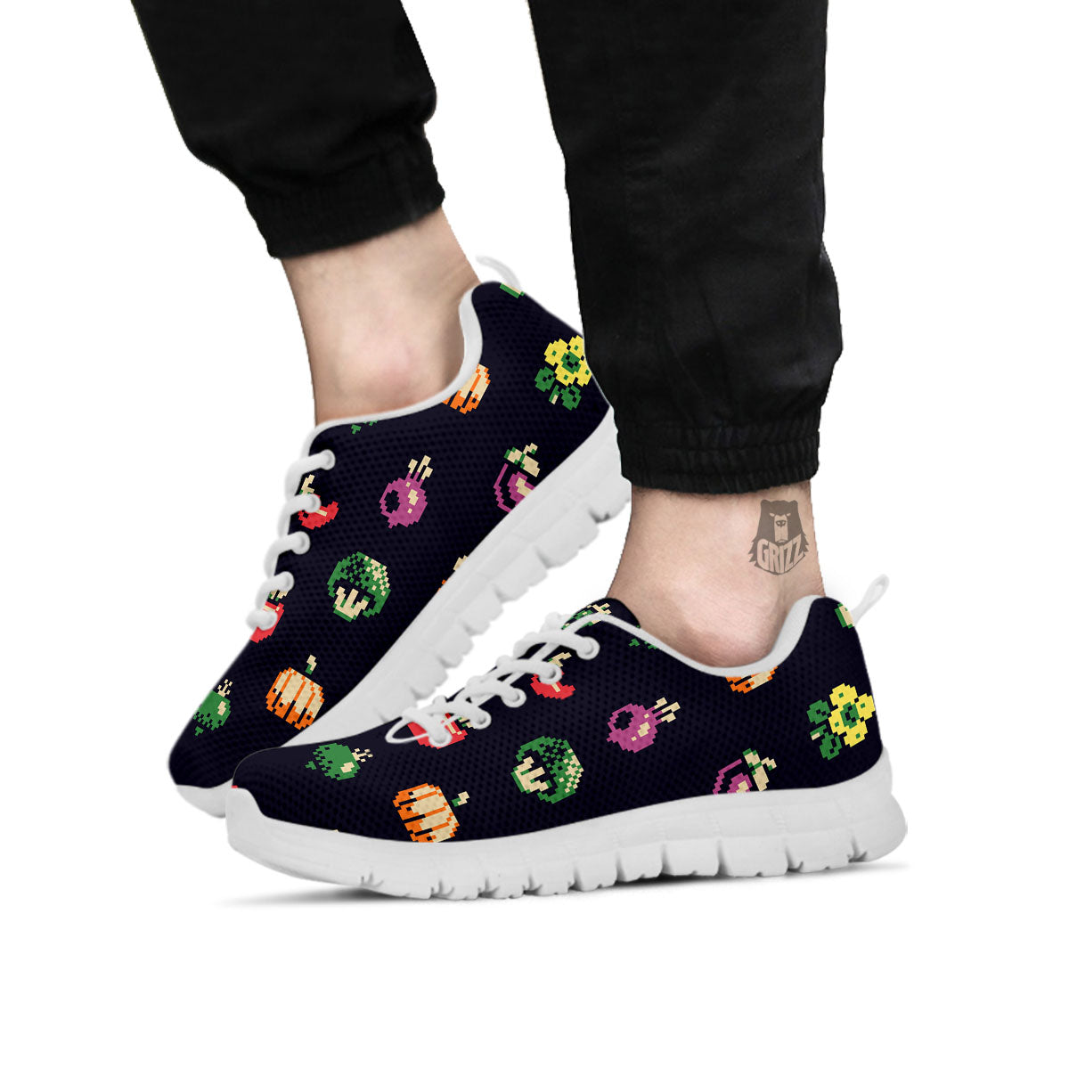 Vegetables Pixel Print Pattern White Sneaker-grizzshop