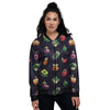 Vegetables Pixel Print Pattern Women's Bomber Jacket-grizzshop