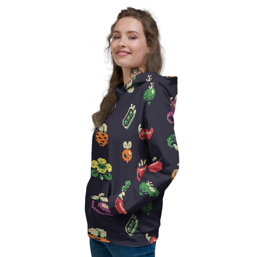 Vegetables Pixel Print Pattern Women's Hoodie-grizzshop