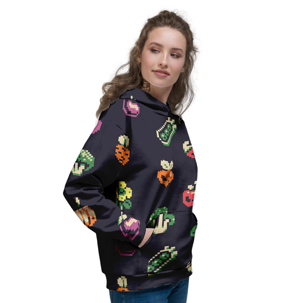 Vegetables Pixel Print Pattern Women's Hoodie-grizzshop