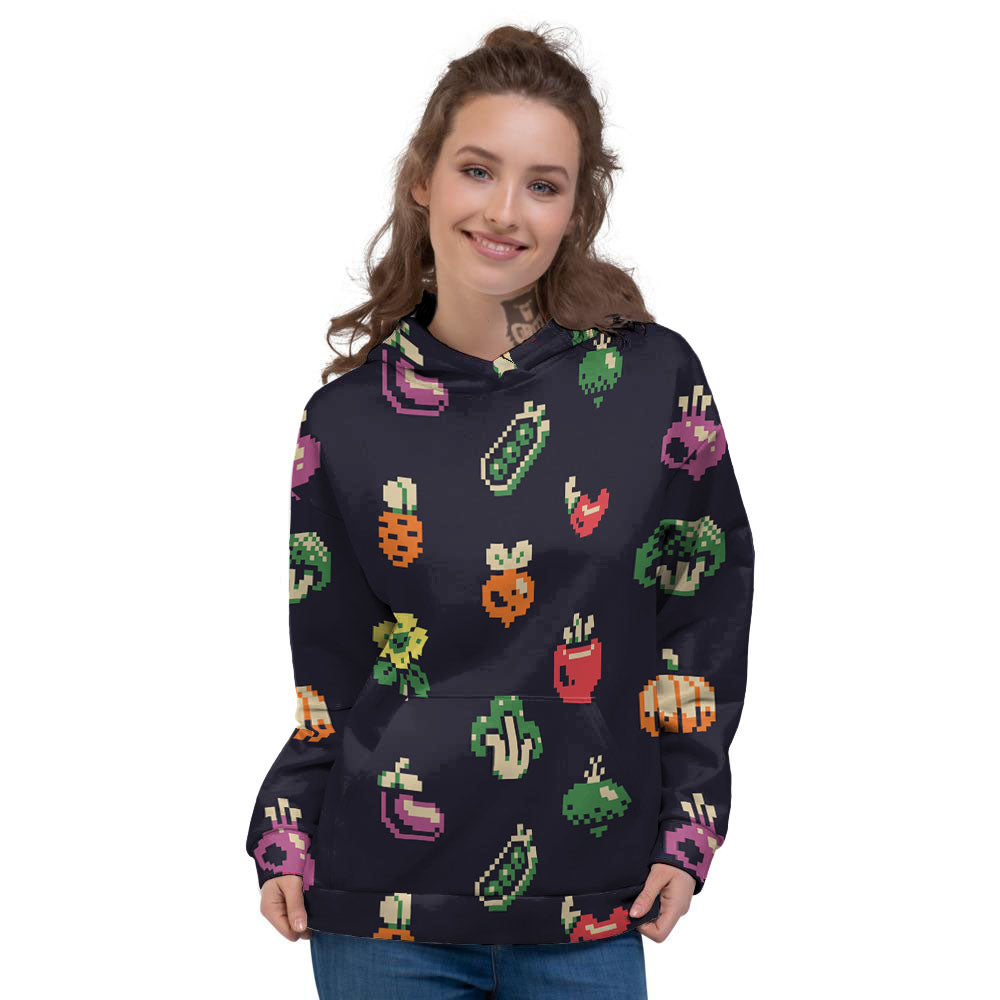 Vegetables Pixel Print Pattern Women's Hoodie-grizzshop