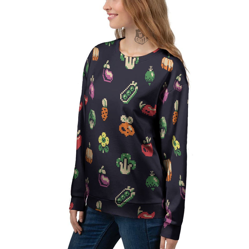 Vegetables Pixel Print Pattern Women's Sweatshirt-grizzshop