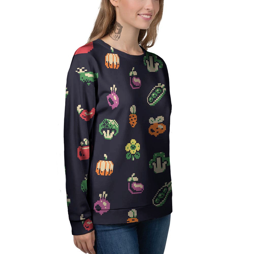Vegetables Pixel Print Pattern Women's Sweatshirt-grizzshop