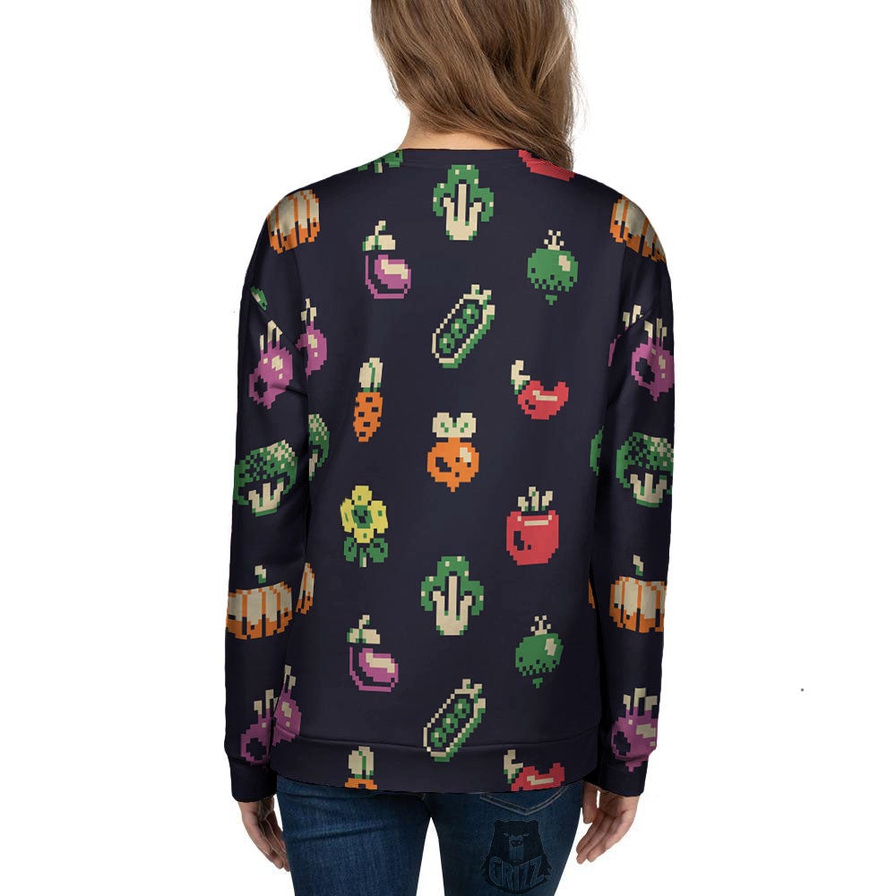 Vegetables Pixel Print Pattern Women's Sweatshirt-grizzshop