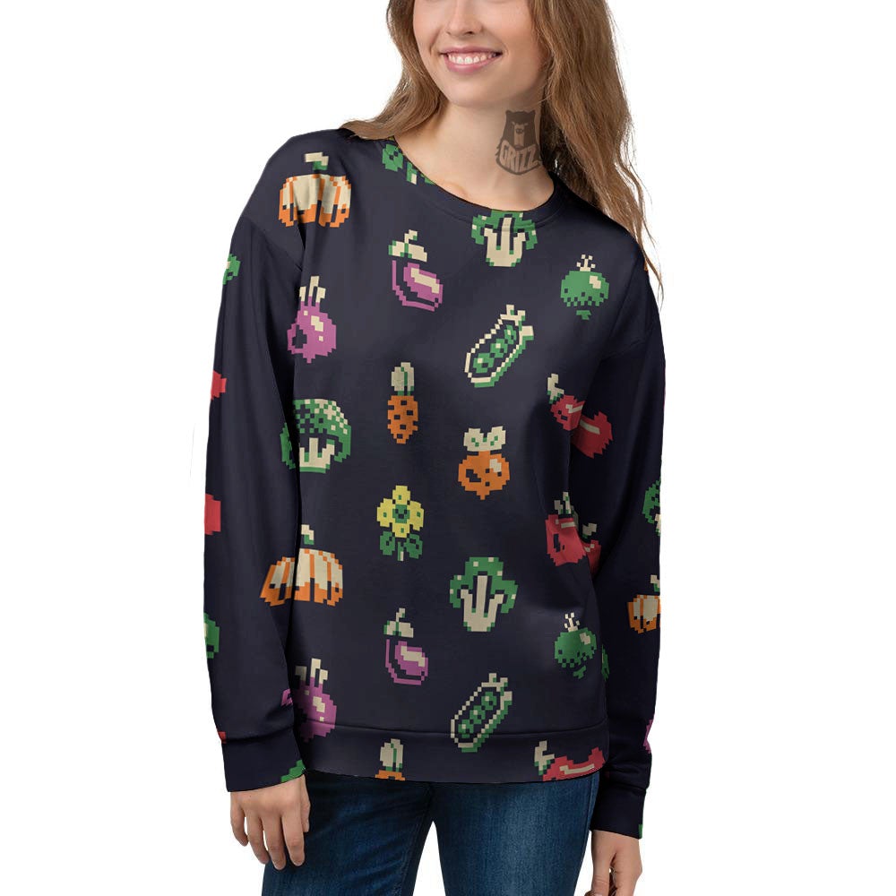 Vegetables Pixel Print Pattern Women's Sweatshirt-grizzshop