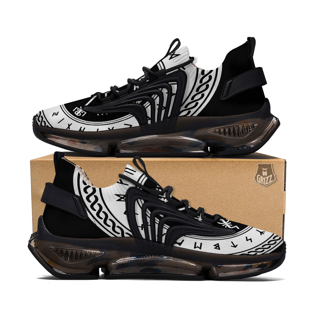 Vegvisir Viking Print Black Gym Shoes-grizzshop
