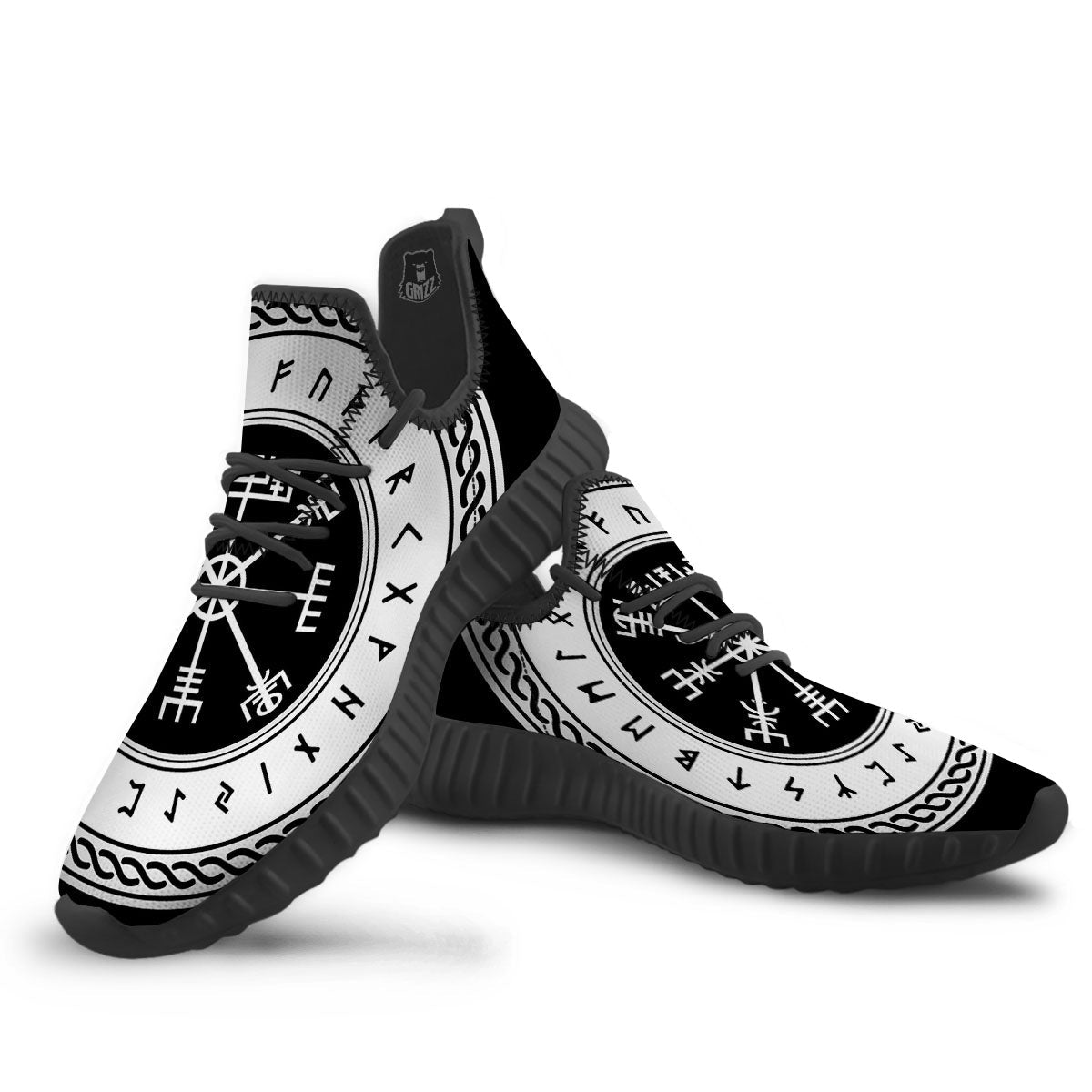 Vegvisir Viking Print Black Walking Shoes-grizzshop
