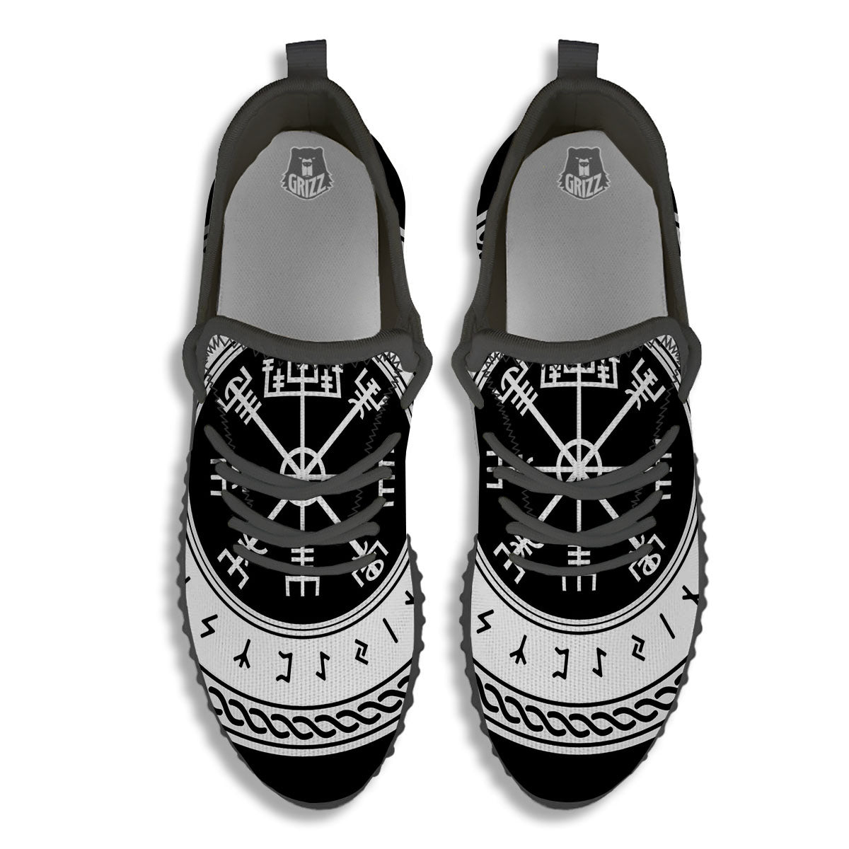 Vegvisir Viking Print Black Walking Shoes-grizzshop