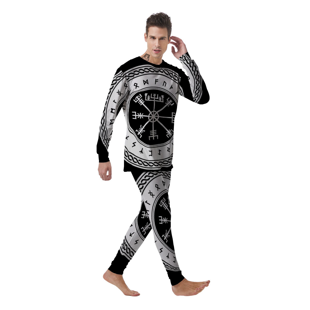 Vegvisir Viking Print Men's Pajamas-grizzshop