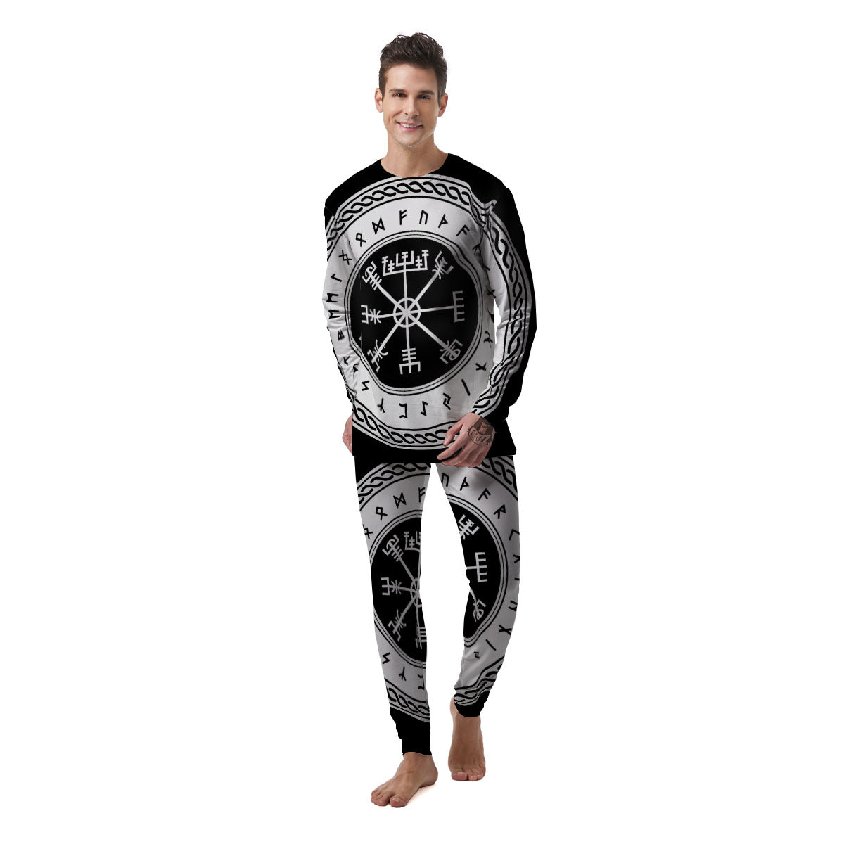 Vegvisir Viking Print Men's Pajamas-grizzshop