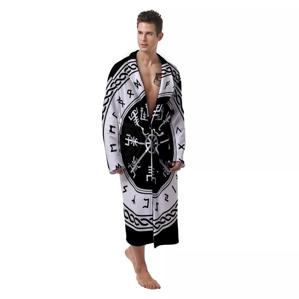 Vegvisir Viking Print Men's Robe-grizzshop