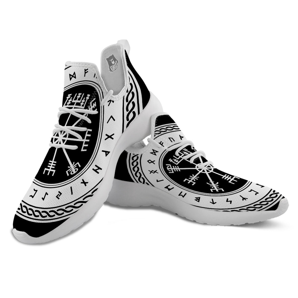 Vegvisir Viking Print White Athletic Shoes-grizzshop