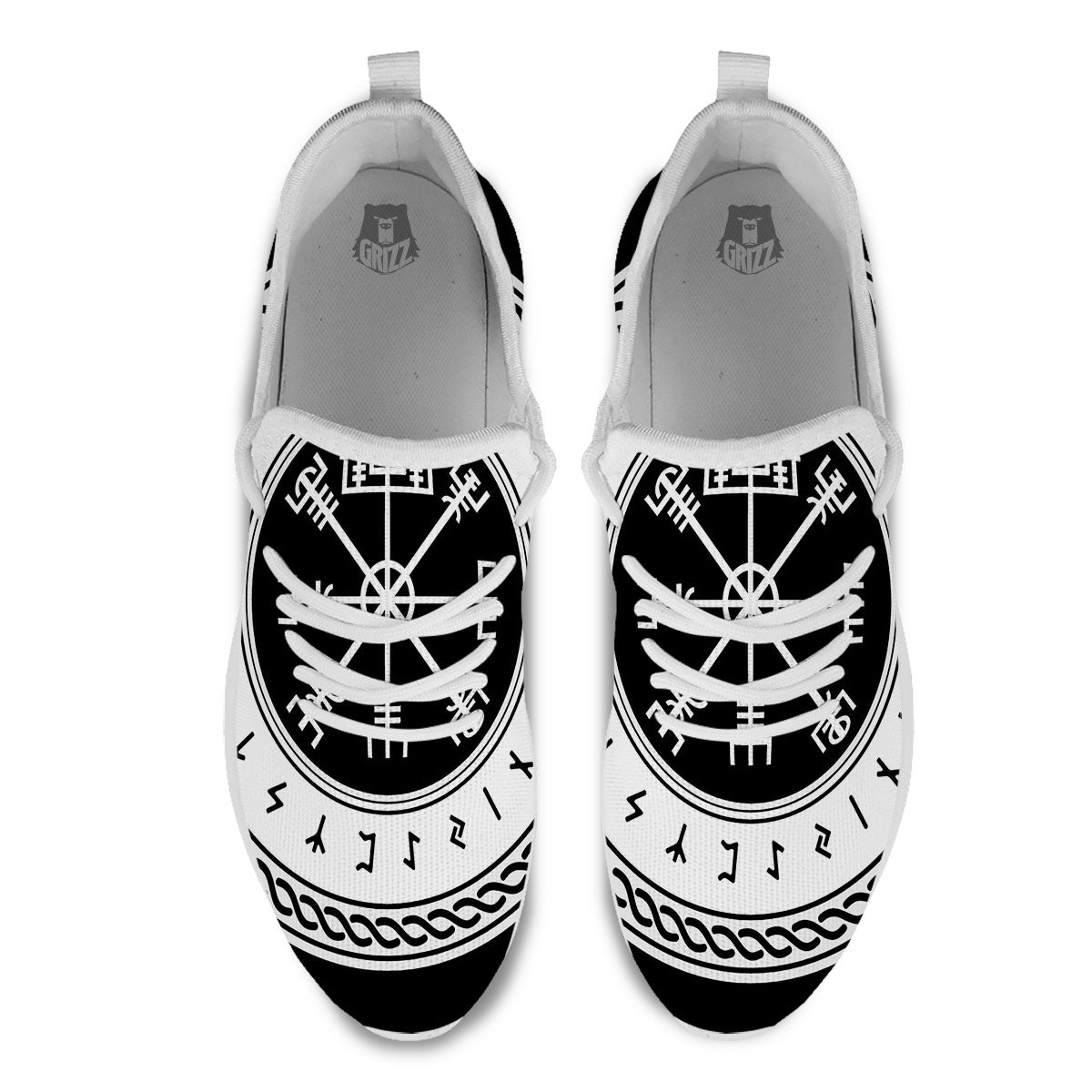 Vegvisir Viking Print White Athletic Shoes-grizzshop
