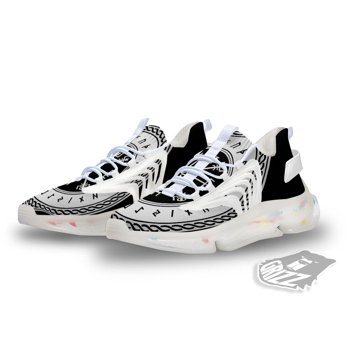 Vegvisir Viking Print White Gym Shoes-grizzshop
