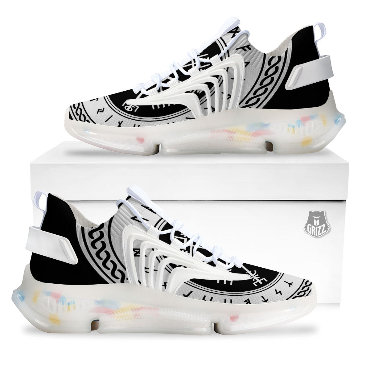 Vegvisir Viking Print White Gym Shoes-grizzshop