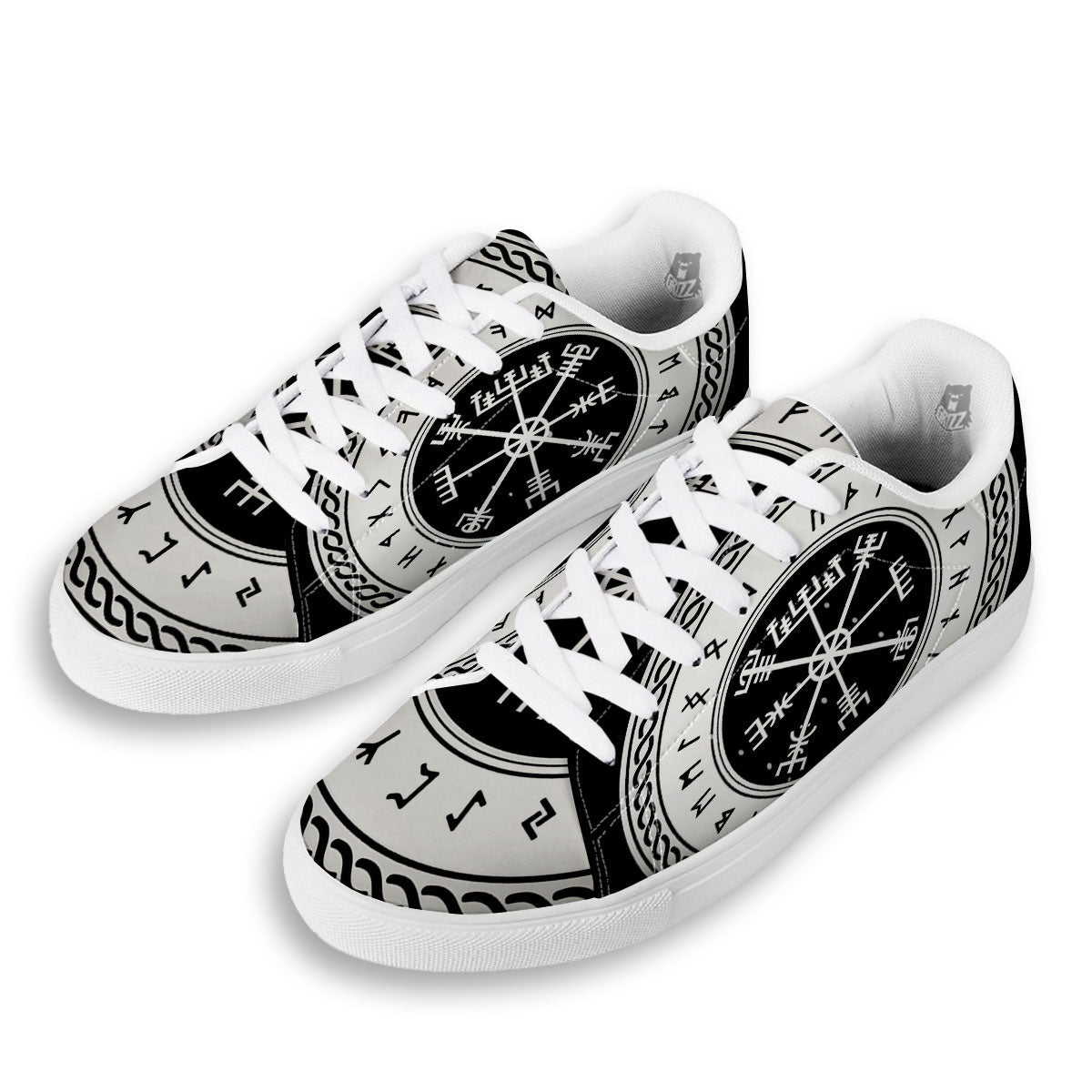 Vegvisir Viking Print White Low Top Sneakers-grizzshop