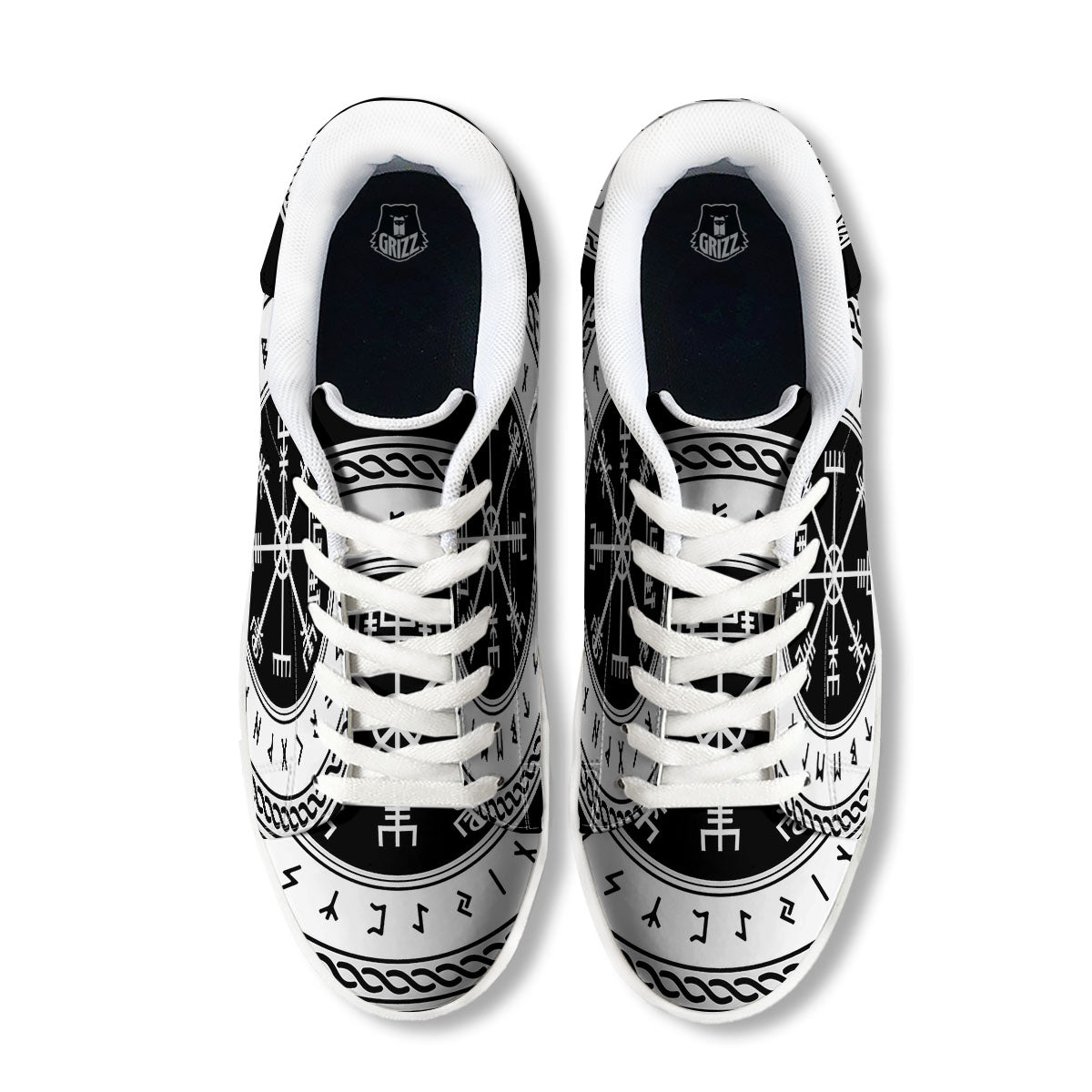 Vegvisir Viking Print White Low Top Sneakers-grizzshop