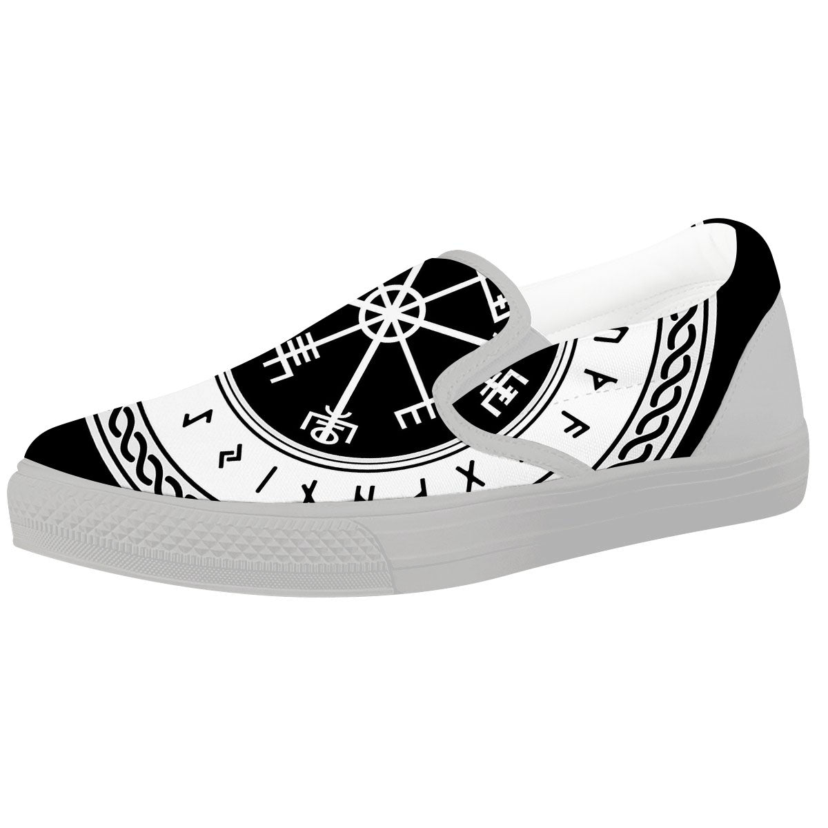 Vegvisir Viking Print White Slip On Shoes-grizzshop