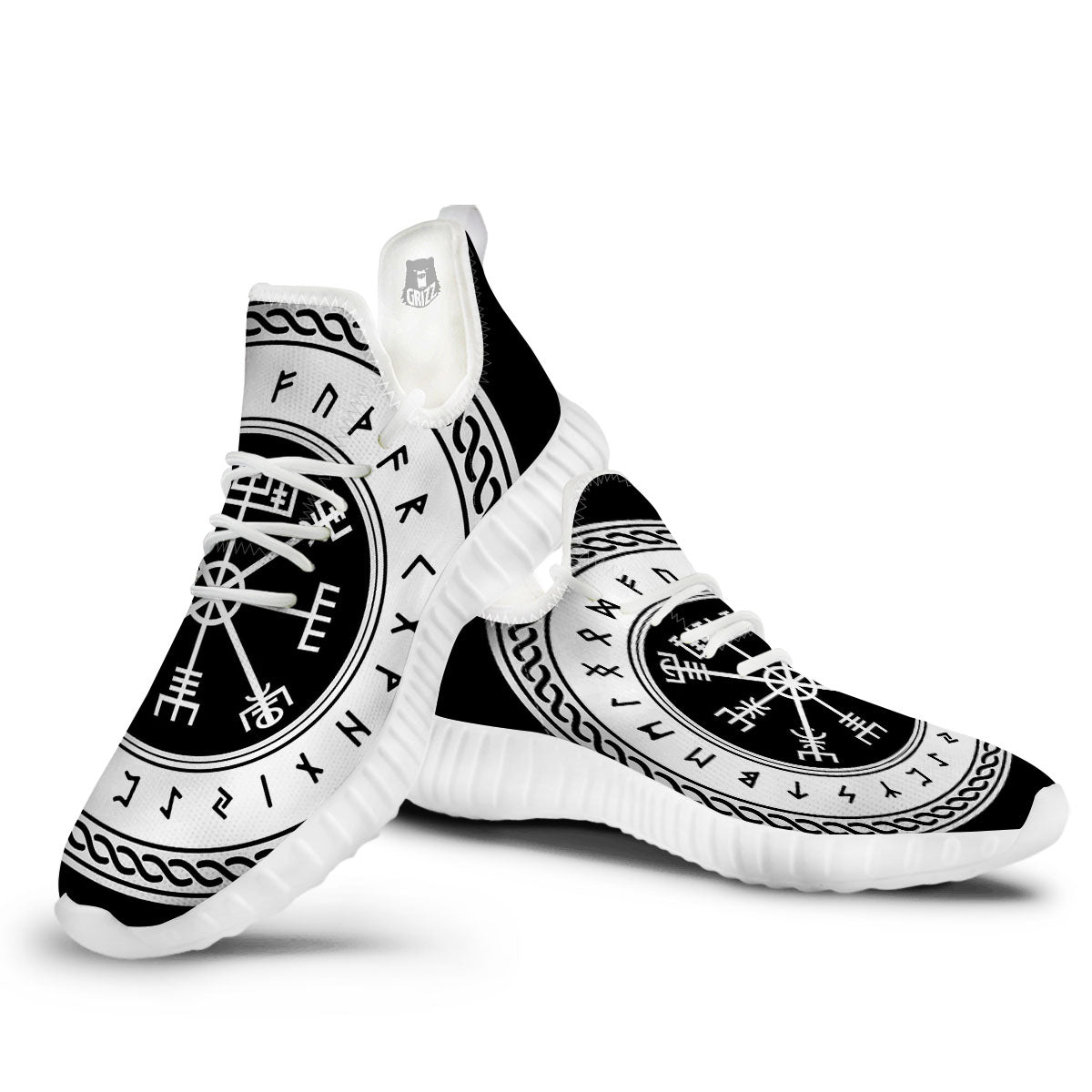 Vegvisir Viking Print White Walking Shoes-grizzshop