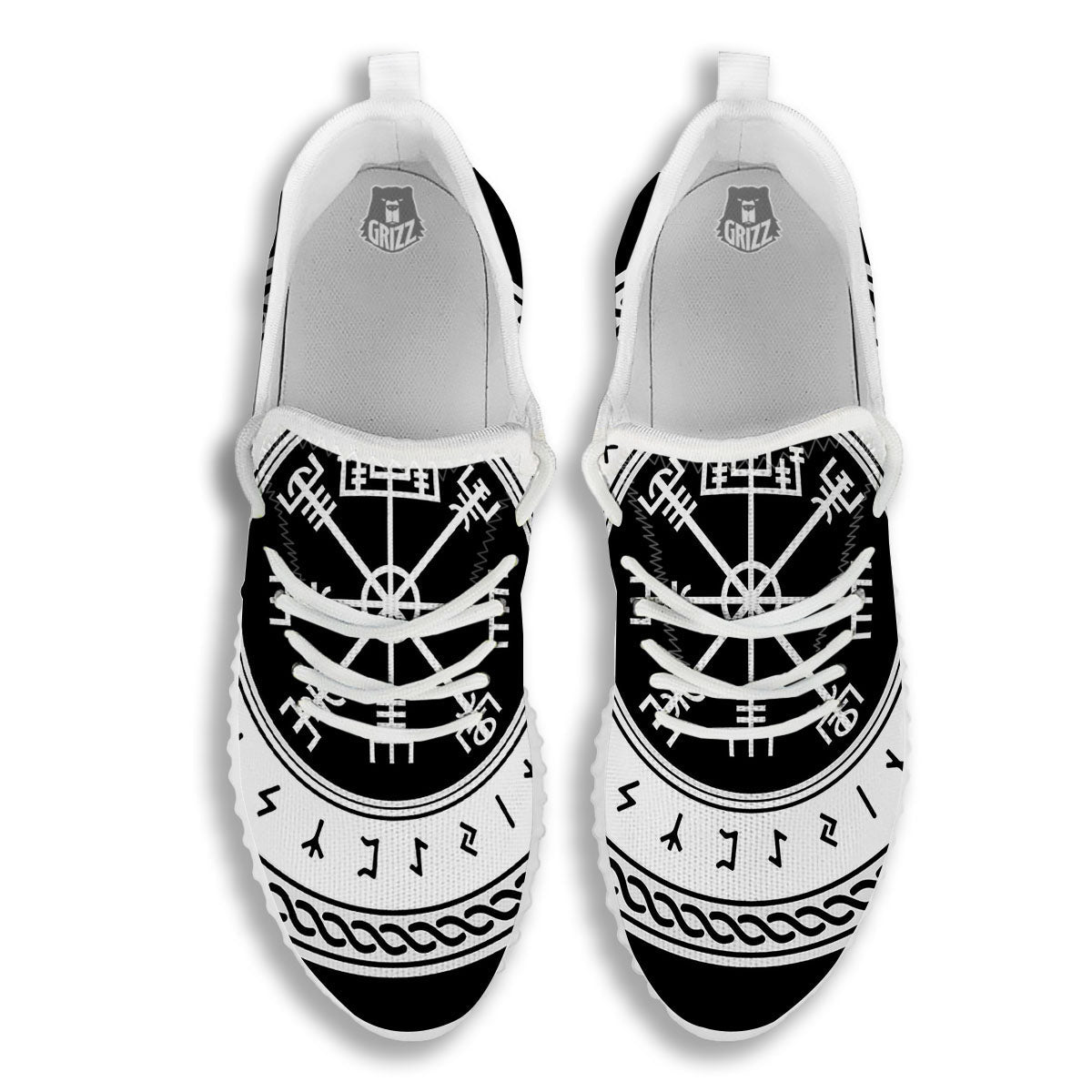 Vegvisir Viking Print White Walking Shoes-grizzshop