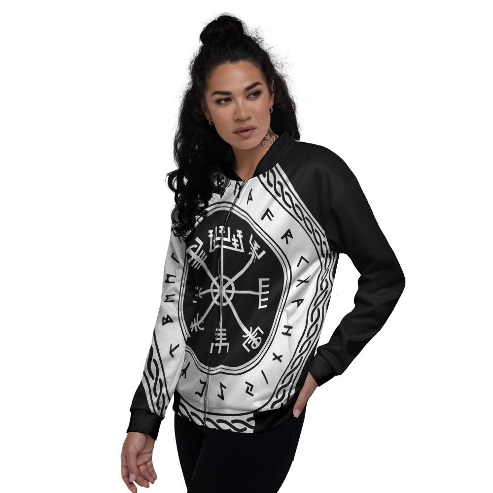 Vegvisir Viking Print Women's Bomber Jacket-grizzshop