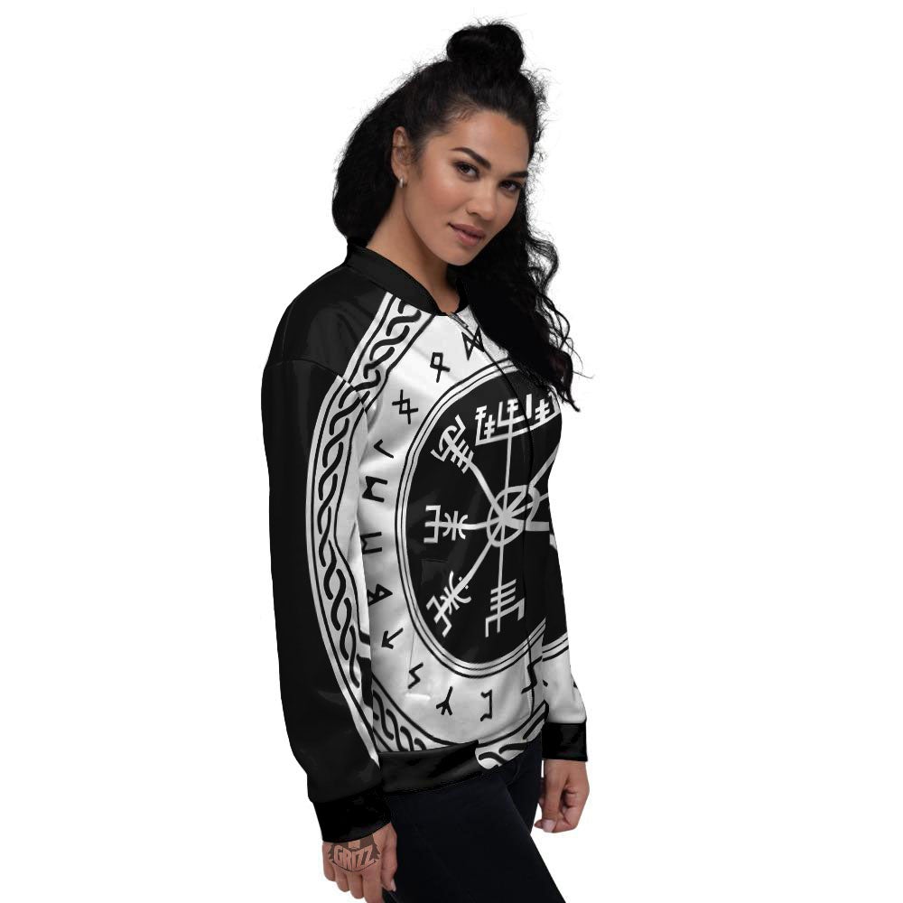 Vegvisir Viking Print Women's Bomber Jacket-grizzshop