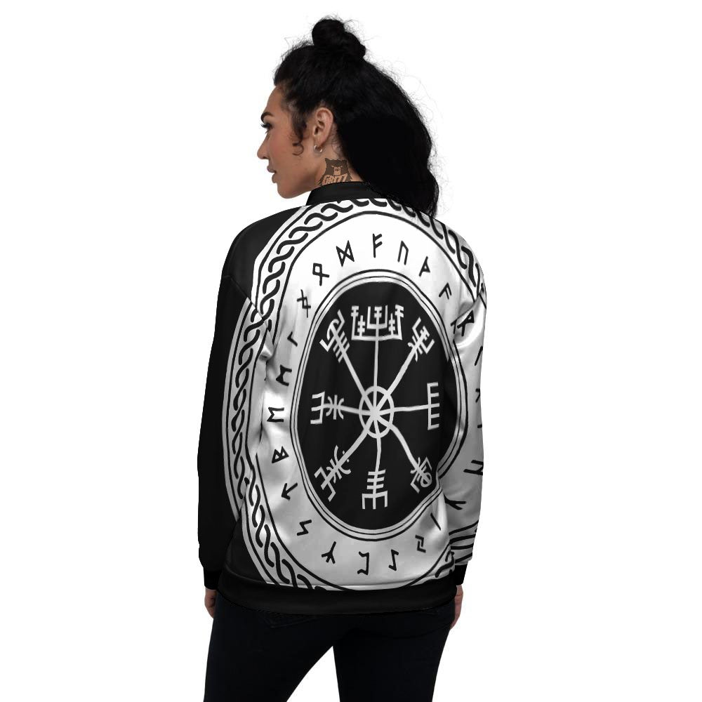 Vegvisir Viking Print Women's Bomber Jacket-grizzshop