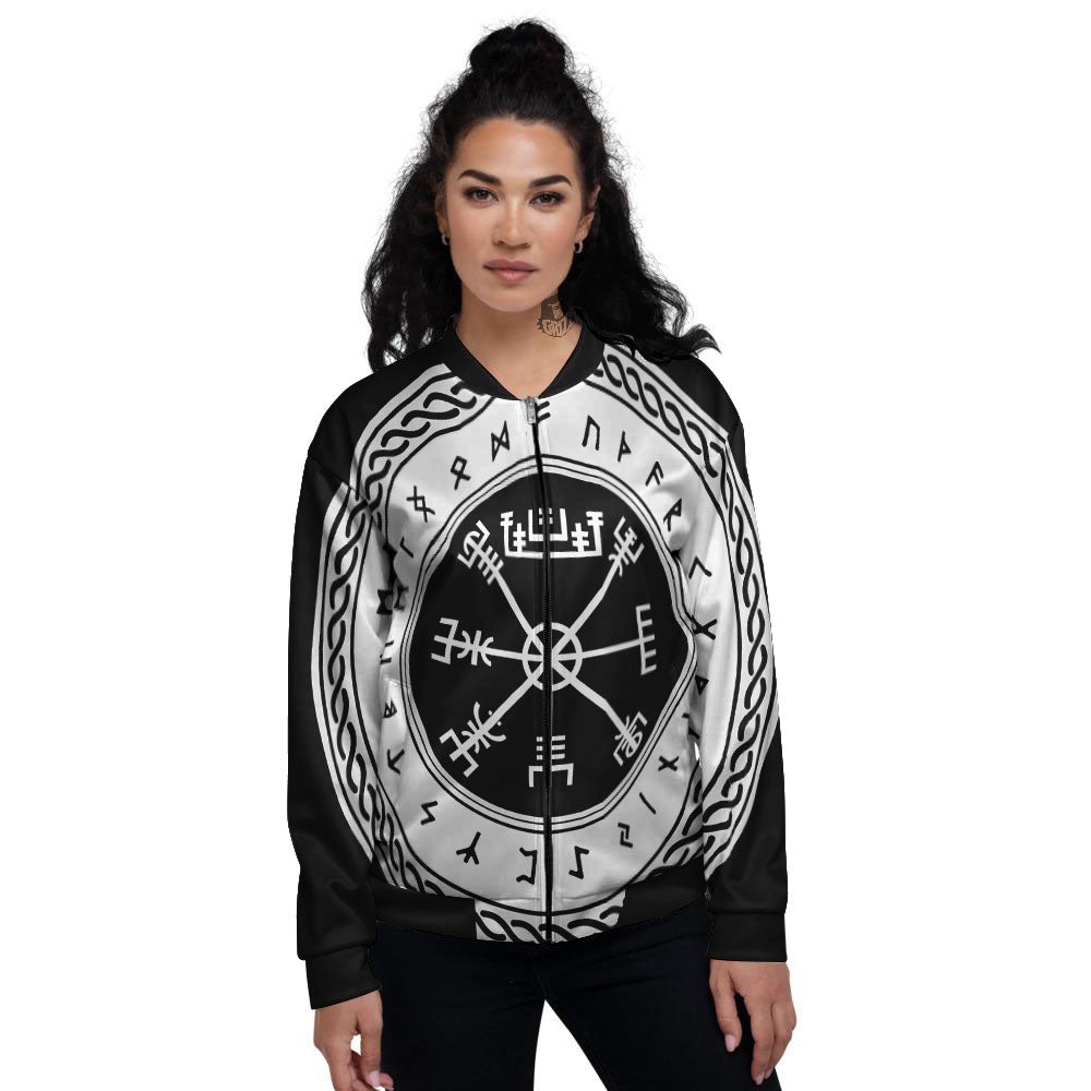 Vegvisir Viking Print Women's Bomber Jacket-grizzshop