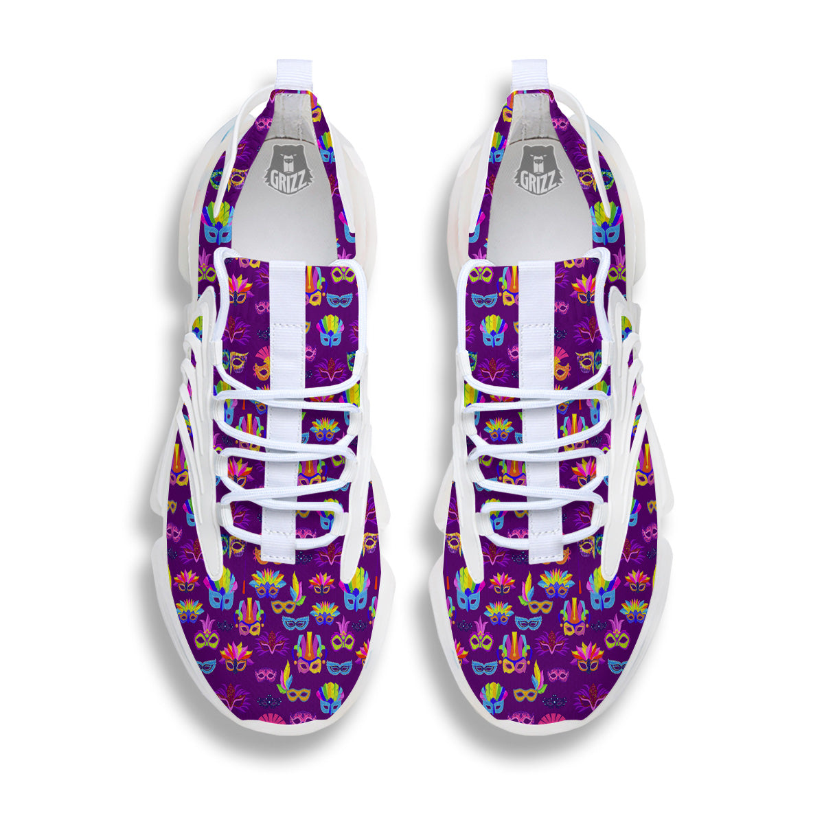 Venice Carnival Mask Print Pattern White Gym Shoes-grizzshop