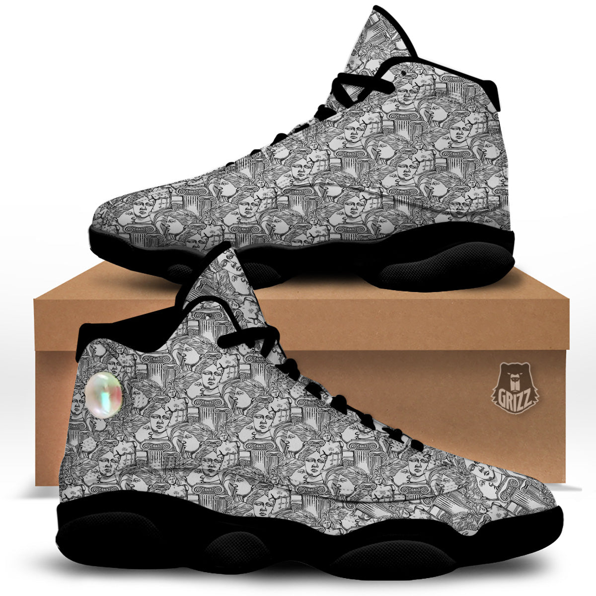 Venus Milos Print Pattern Black Basketball Shoes-grizzshop