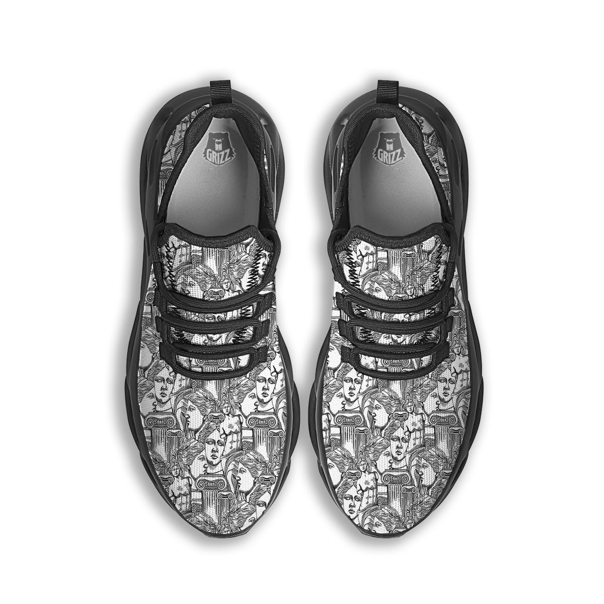 Venus Milos Print Pattern Black Running Shoes-grizzshop