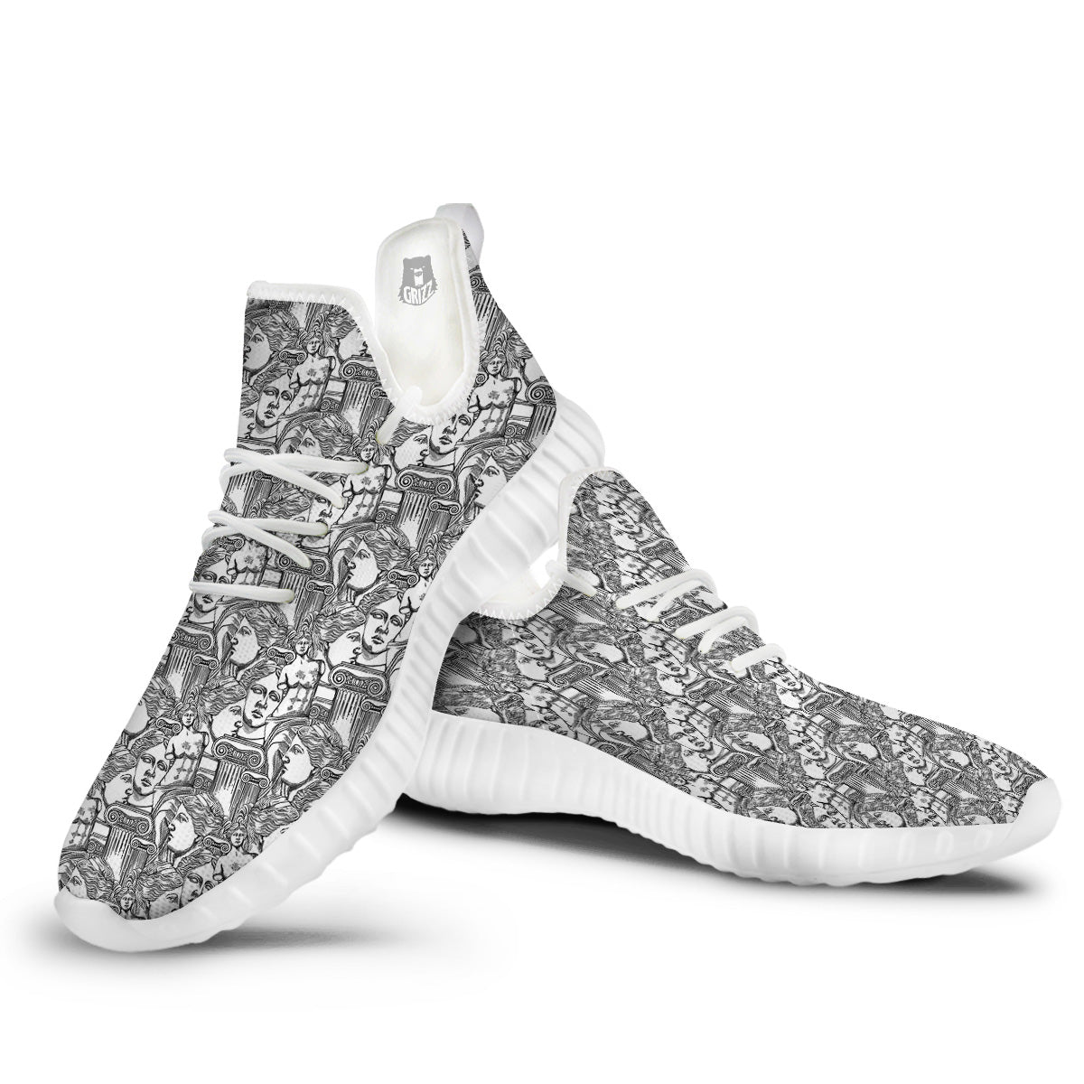 Venus Milos Print Pattern White Walking Shoes-grizzshop