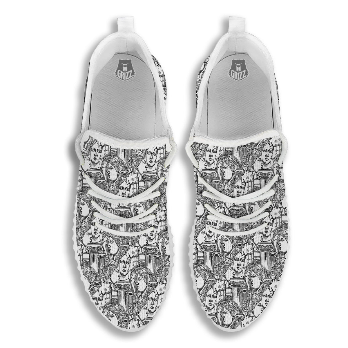 Venus Milos Print Pattern White Walking Shoes-grizzshop