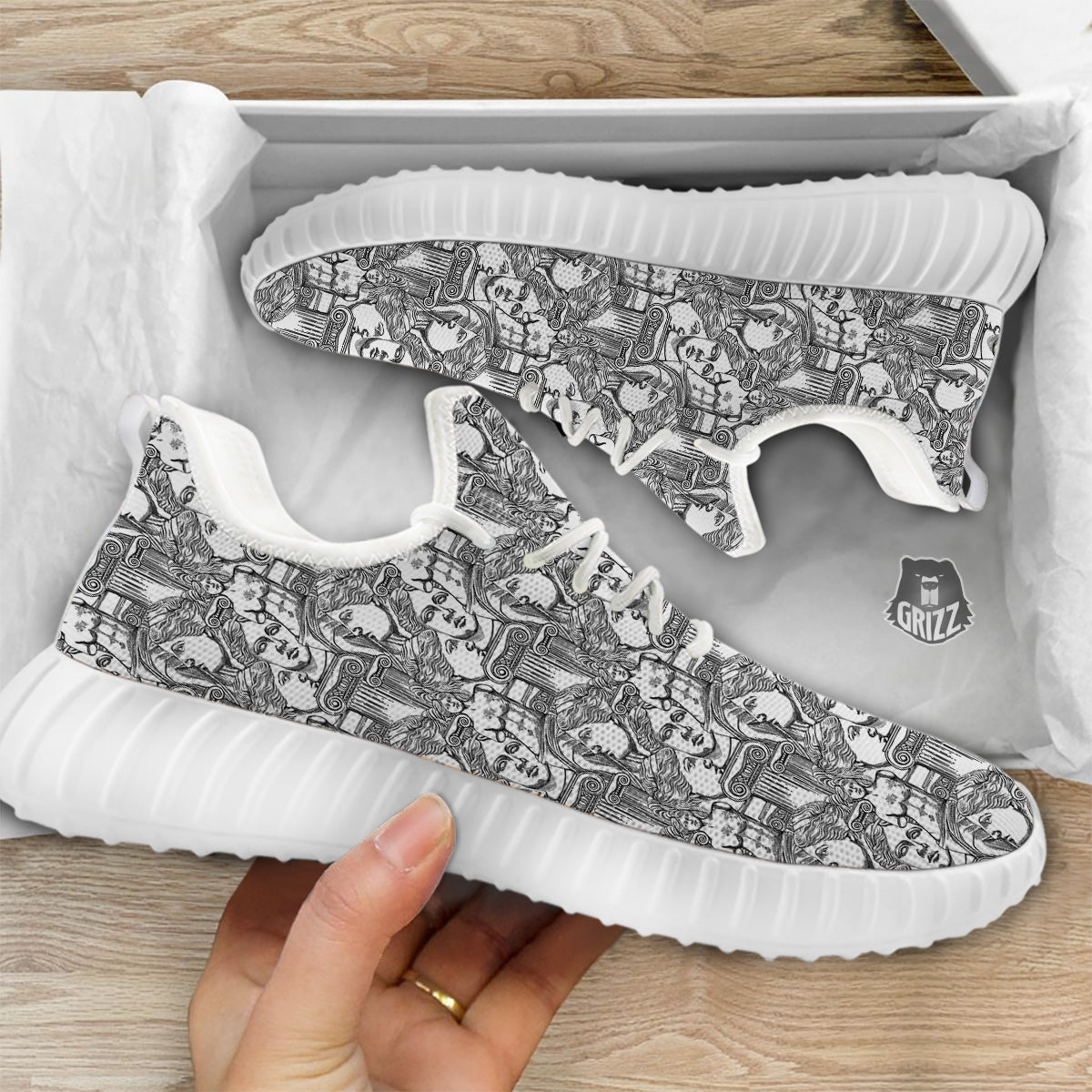 Venus Milos Print Pattern White Walking Shoes-grizzshop