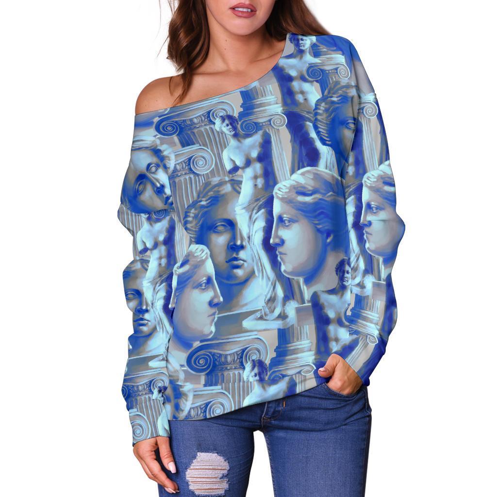 Venus Pattern Print Women Off Shoulder Sweatshirt-grizzshop