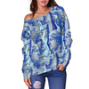 Venus Pattern Print Women Off Shoulder Sweatshirt-grizzshop