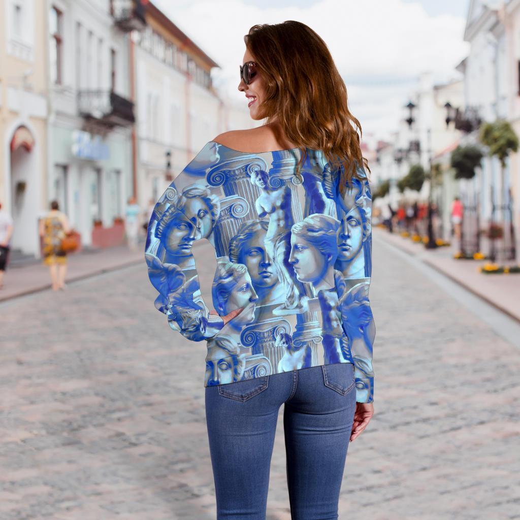 Venus Pattern Print Women Off Shoulder Sweatshirt-grizzshop