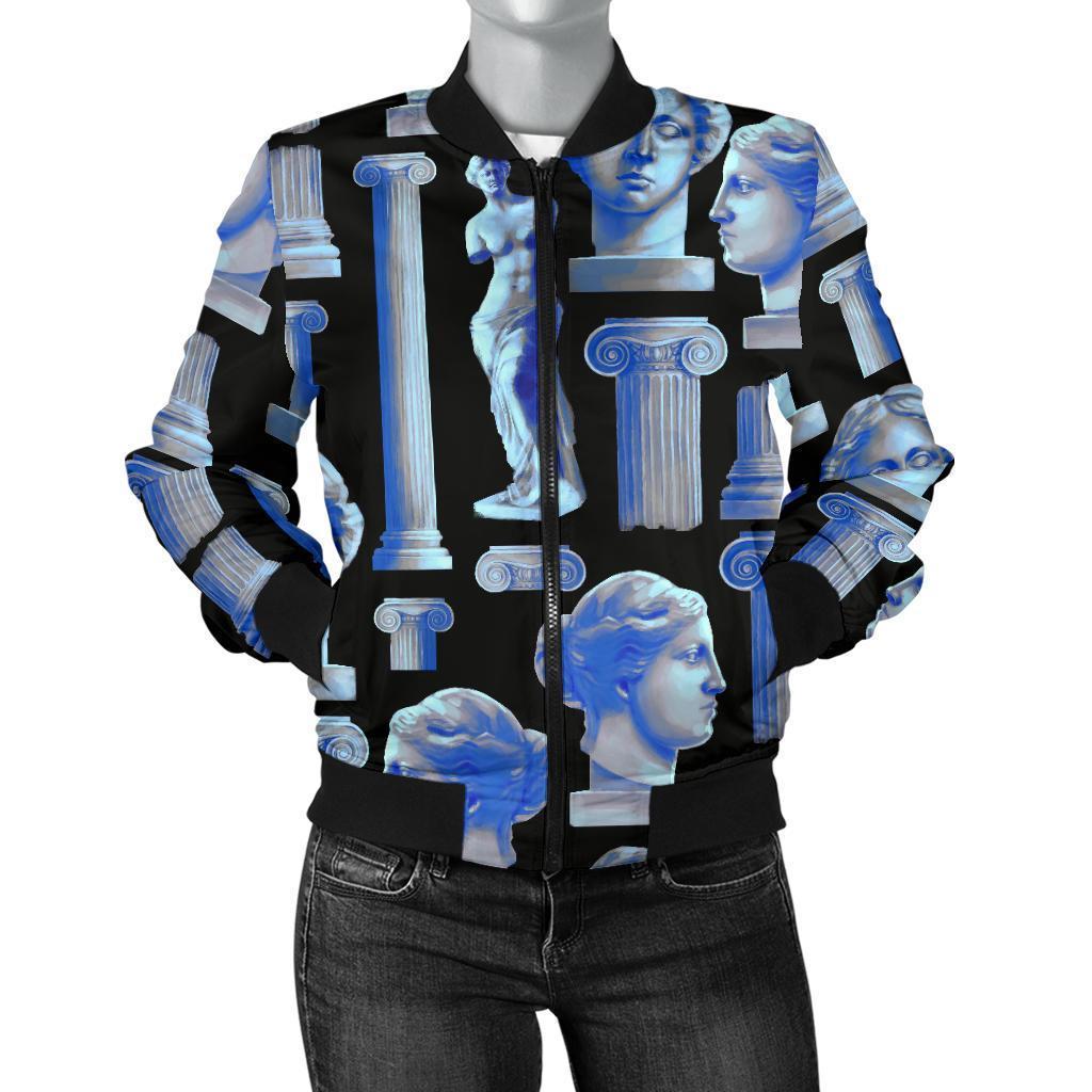 Venus Print Pattern Women Casual Bomber Jacket-grizzshop