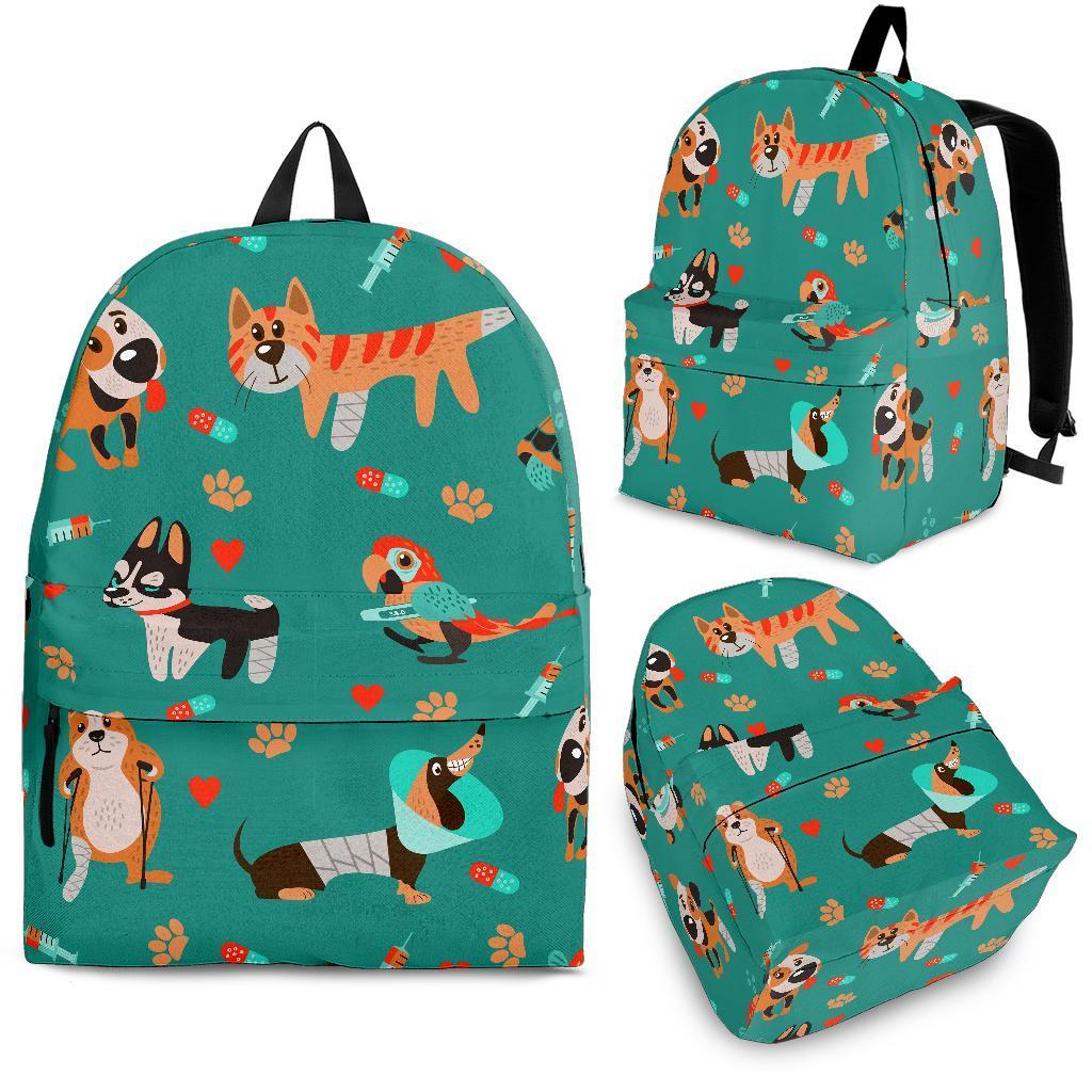 Veterianary Animal Pattern Print Backpack-grizzshop