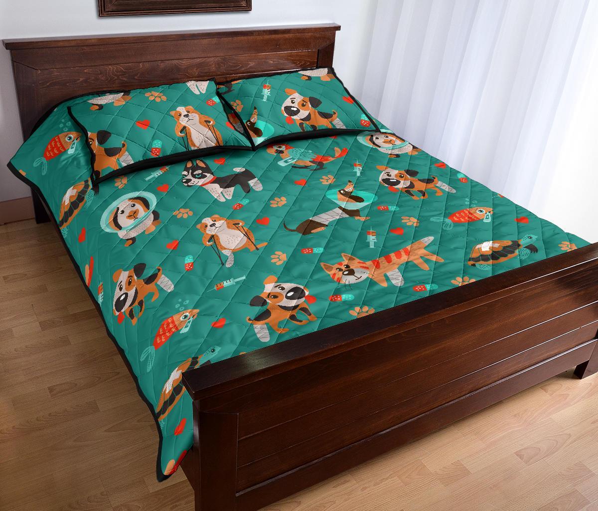 Veterianary Animal Pattern Print Bed Set Quilt-grizzshop