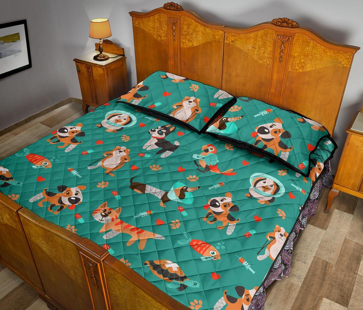 Veterianary Animal Pattern Print Bed Set Quilt-grizzshop