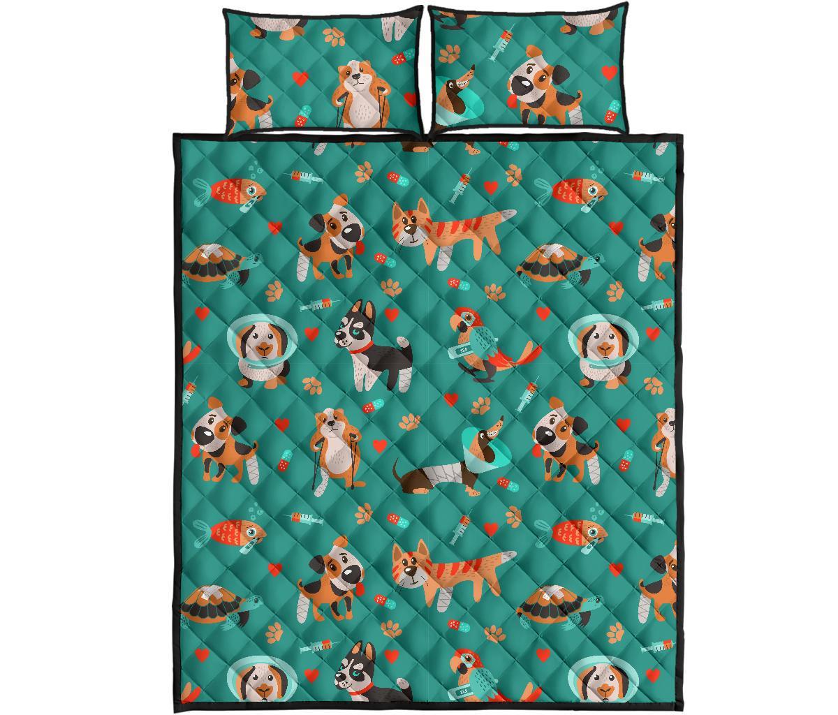 Veterianary Animal Pattern Print Bed Set Quilt-grizzshop