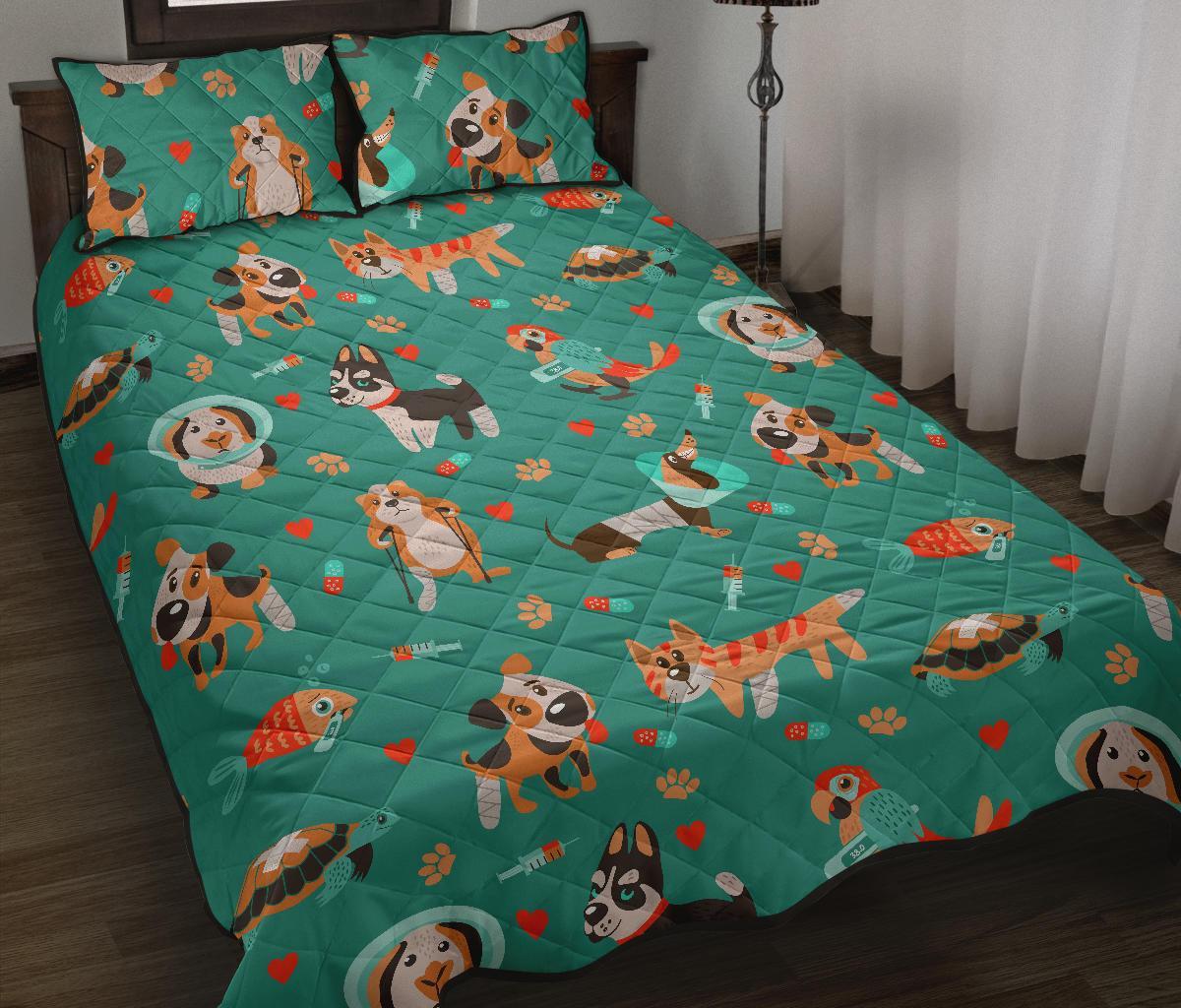 Veterianary Animal Pattern Print Bed Set Quilt-grizzshop