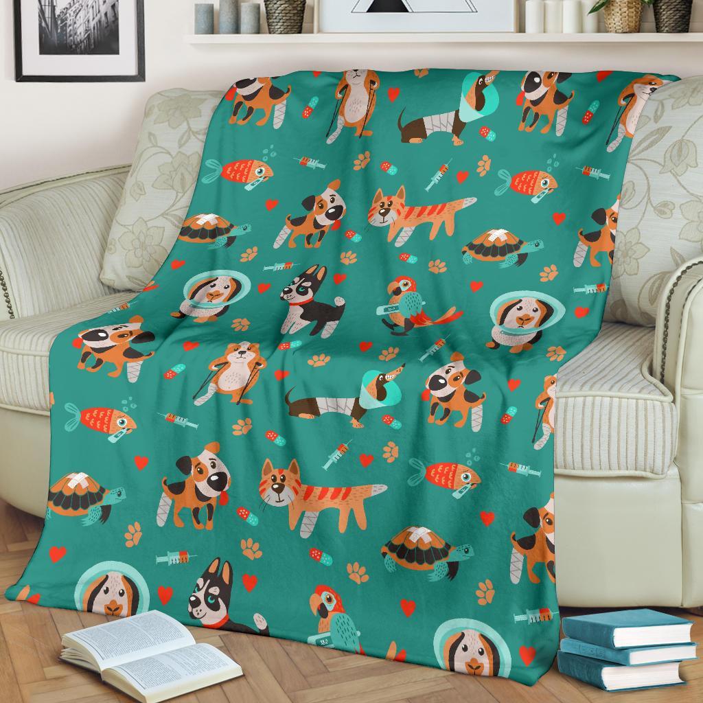 Veterianary Animal Pattern Print Blanket-grizzshop