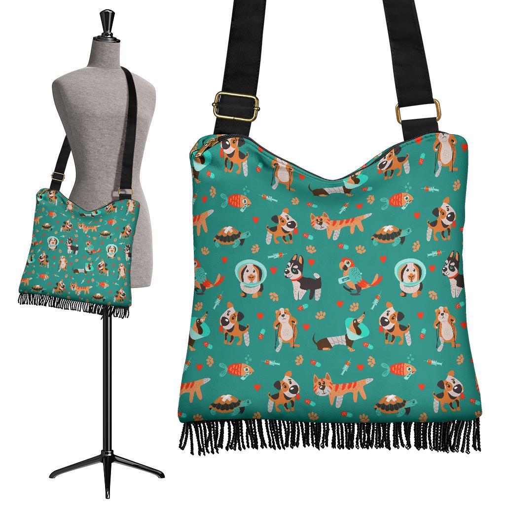 Veterianary Animal Pattern Print Crossbody bags-grizzshop