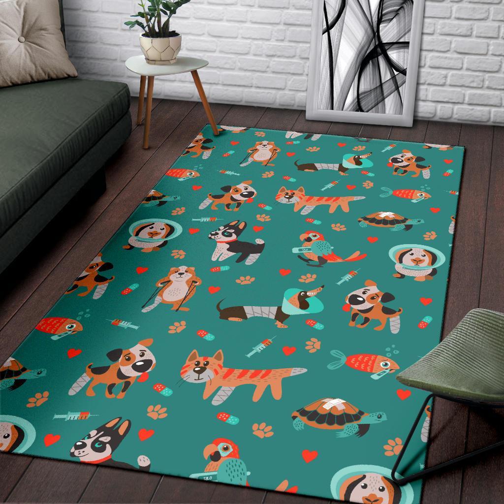 Veterianary Animal Pattern Print Floor Mat-grizzshop