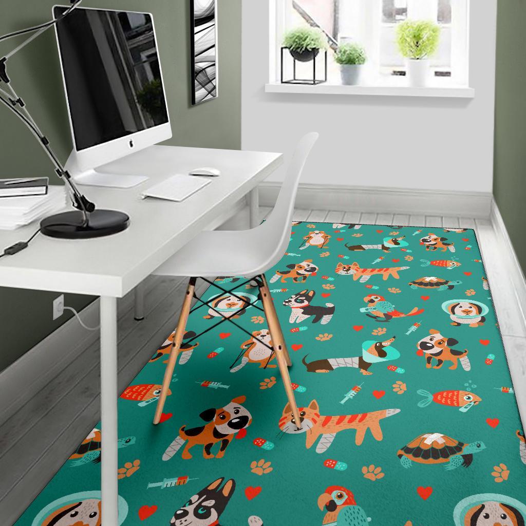 Veterianary Animal Pattern Print Floor Mat-grizzshop